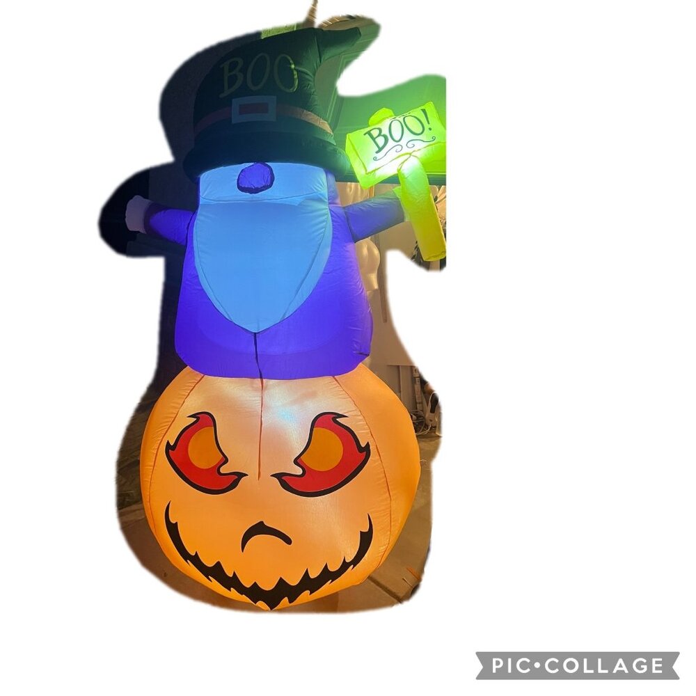 Inflatable Halloween Decor Gnome & Pumpkin yard Decoration